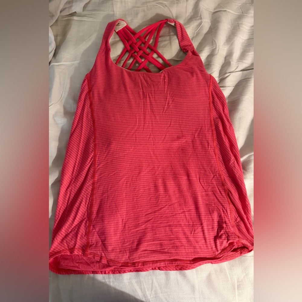 lululemon tank with built in bra, size 4, pink/floral